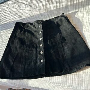 Suede Button Front Reformation Mini Skirt